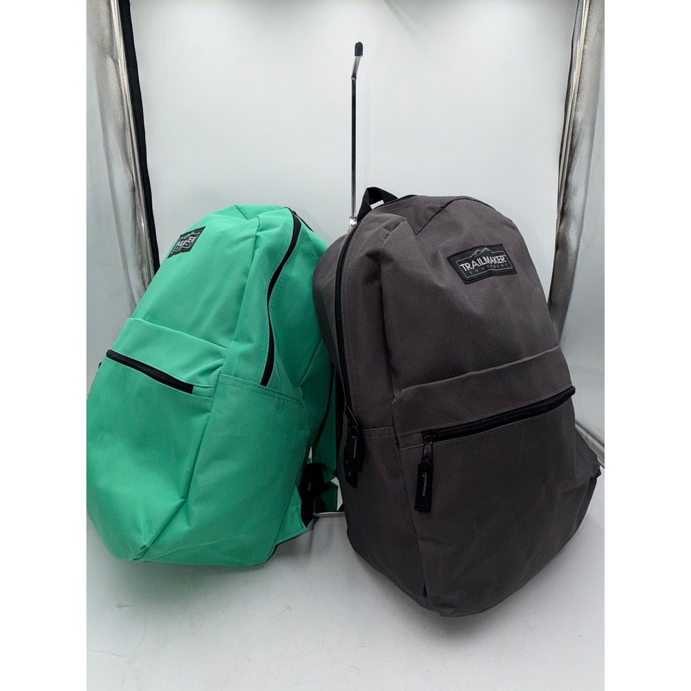 Trailmaker Equipment Backpack 2 Pack Green and Gray School Travel Bags